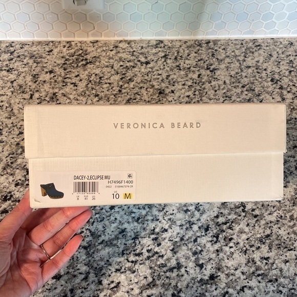 Veronica Beard Dacey Denim Clog wooden heel clogs - Picture 4 of 12